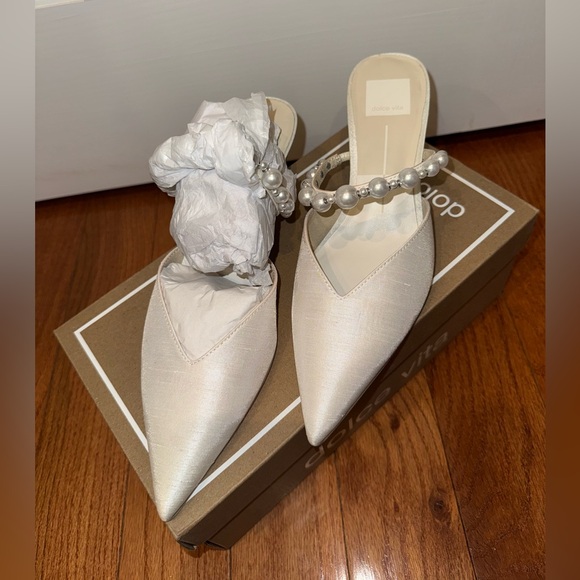Dolce Vita Shoes - Dolce Vita Cream Mules with Pearl Accent